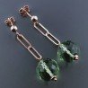 Orecchini Graffetta In Argento 925 A Nodo Orafo Oro Rosa Con Ametista Verde Idrotermale Tondo Sfaccettato A Mano