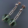 Orecchini Graffetta In Argento 925 A Nodo Orafo Oro Rosa Con Ametista Verde Idrotermale Tondo Sfaccettato A Mano