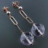 Orecchini Graffetta In Argento 925 A Nodo Orafo Oro Rosa Con Morganite Idrotermale Tondo Sfaccettato A Mano