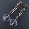 Orecchini Graffetta In Argento 925 A Nodo Orafo Oro Rosa Con Morganite Idrotermale Tondo Sfaccettato A Mano