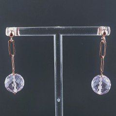 Orecchini Graffetta In Argento 925 A Nodo Orafo Oro Rosa Con Morganite Idrotermale Tondo Sfaccettato A Mano