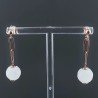 Orecchini Graffetta In Argento 925 A Nodo Orafo Oro Rosa Con Calcedonio Naturale Tondo Sfaccettato A Mano