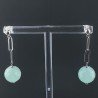 Orecchini Graffetta In Argento 925 A Nodo Orafo Rodiato Con Calcedonio Acqua Verde Tondo Sfaccettato A Mano