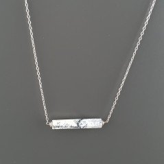 Collana Girocollo Con Catena Rodiato Argento 925 E Opale Dendritica Taglio Cilindro Sfaccettato A Mano 1Pz Collana Girocollo Con Catena Rodiato Argento 925 E Opale Dendritica Taglio Cilindro Sfaccettato A Mano 1Pz