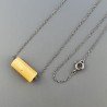 Collana Girocollo Con Catena Brunito Argento 925 E Calcite Gialla Taglio Cilindro Sfaccettato A Mano 1Pz