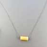 Collana Girocollo Con Catena Brunito Argento 925 E Calcite Gialla Taglio Cilindro Sfaccettato A Mano 1Pz