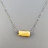 Collana Girocollo Con Catena Brunito Argento 925 E Calcite Gialla Taglio Cilindro Sfaccettato A Mano 1Pz