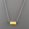 Collana Girocollo Con Catena Brunito Argento 925 E Calcite Gialla Taglio Cilindro Sfaccettato A Mano 1Pz