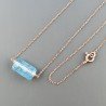 Collana Girocollo Con Catena Brunito Argento 925 E Cristallo Di Rocca Diamantata Azzurro Taglio Cilindro Sfaccettato A Mano 1Pz