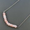 Collana Girocollo Con Catena Rodiato Argento 925 E Opale Rosa Taglio Rondelle Sfaccettato A Mano 1Pz