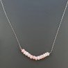 Collana Girocollo Con Catena Rodiato Argento 925 E Opale Rosa Taglio Rondelle Sfaccettato A Mano 1Pz