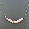 Collana Girocollo Con Catena Rodiato Argento 925 E Opale Rosa Taglio Rondelle Sfaccettato A Mano 1Pz