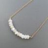 Collana Girocollo Con Catena Dorato Argento 925 E Pietra Di Luna (Adularia) Taglio Rondelle Sfaccettato A Mano 1Pz