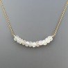 Collana Girocollo Con Catena Dorato Argento 925 E Pietra Di Luna (Adularia) Taglio Rondelle Sfaccettato A Mano 1Pz