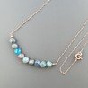 Collana Girocollo Con Catena Dorato Argento 925 E Apatite Grezzo Naturale Taglio Tondo Sfaccettato A Mano 1Pz