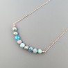 Collana Girocollo Con Catena Dorato Argento 925 E Apatite Grezzo Naturale Taglio Tondo Sfaccettato A Mano 1Pz