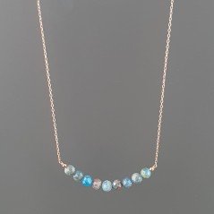 Collana Girocollo Con Catena Dorato Argento 925 E Apatite Grezzo Naturale Taglio Tondo Sfaccettato A Mano 1Pz