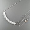 Collana Girocollo Con Catena Rodiato Argento 925 E Topazio Bianco Taglio Rondelle Sfaccettato A Mano 1Pz