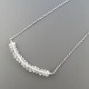 Collana Girocollo Con Catena Rodiato Argento 925 E Topazio Bianco Taglio Rondelle Sfaccettato A Mano 1Pz