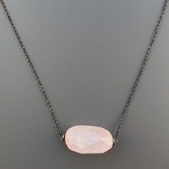 Collana Girocollo Con Catena Brunito Argento 925 E Quarzo Rosa Taglio Sassi Irregolare Sfaccettato A Mano 1Pz Collana Girocollo Con Catena Brunito Argento 925 E Quarzo Rosa Taglio Sassi Irregolare Sfaccettato A Mano 1Pz