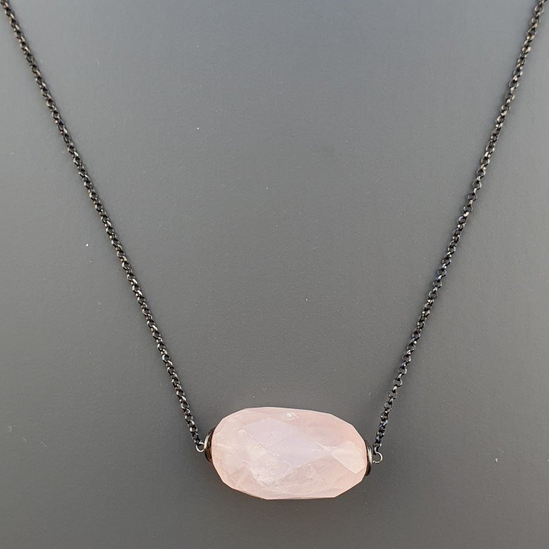 Collana Girocollo Con Catena Brunito Argento 925 E Quarzo Rosa Taglio Sassi Irregolare Sfaccettato A Mano 1Pz Collana Girocollo Con Catena Brunito Argento 925 E Quarzo Rosa Taglio Sassi Irregolare Sfaccettato A Mano 1Pz