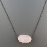 Collana Girocollo Con Catena Brunito Argento 925 E Quarzo Rosa Taglio Sassi Irregolare Sfaccettato A Mano 1Pz