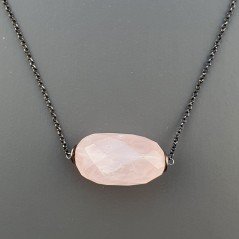 Collana Girocollo Con Catena Brunito Argento 925 E Quarzo Rosa Taglio Sassi Irregolare Sfaccettato A Mano 1Pz Collana Girocollo Con Catena Brunito Argento 925 E Quarzo Rosa Taglio Sassi Irregolare Sfaccettato A Mano 1Pz
