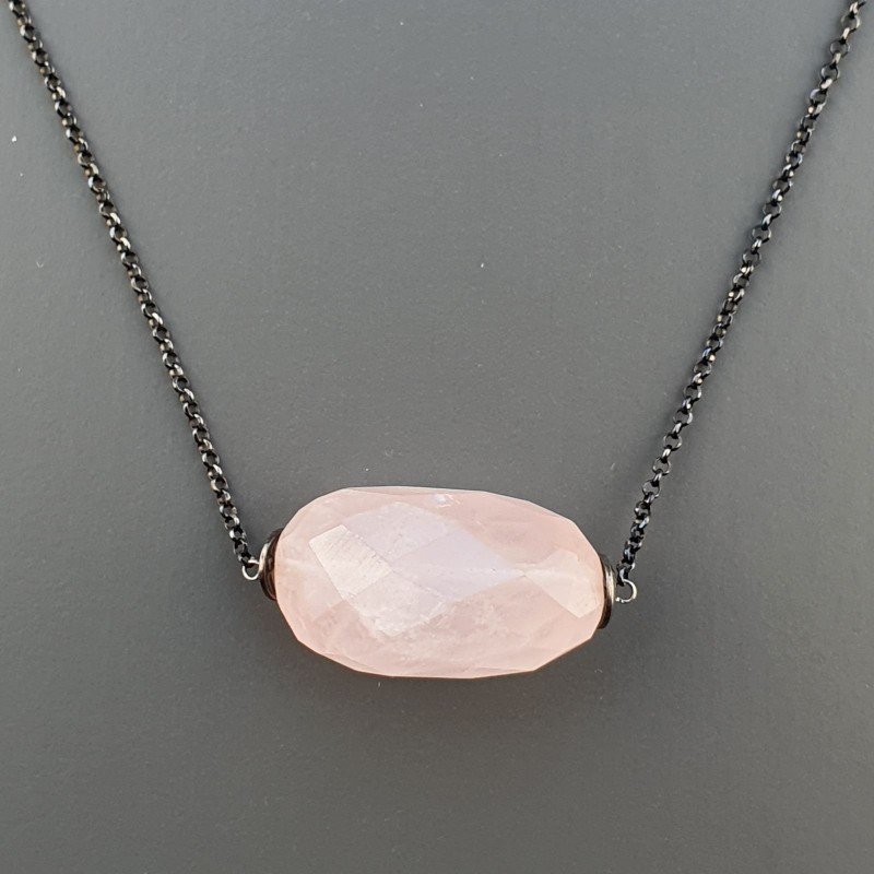 Collana Girocollo Con Catena Brunito Argento 925 E Quarzo Rosa Taglio Sassi Irregolare Sfaccettato A Mano 1Pz Collana Girocollo Con Catena Brunito Argento 925 E Quarzo Rosa Taglio Sassi Irregolare Sfaccettato A Mano 1Pz