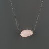 Collana Girocollo Con Catena Brunito Argento 925 E Quarzo Rosa Taglio Sassi Irregolare Sfaccettato A Mano 1Pz