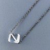Collana Girocollo Con Catena Brunito Argento 925 E Cristallo Di Rocca Taglio Cubetti Sfaccettato A Mano 1Pz