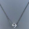 Collana Girocollo Con Catena Brunito Argento 925 E Cristallo Di Rocca Taglio Cubetti Sfaccettato A Mano 1Pz