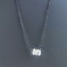 Collana Girocollo Con Catena Brunito Argento 925 E Cristallo Di Rocca Taglio Cubetti Sfaccettato A Mano 1Pz