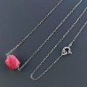 Collana Girocollo Con Catena Rodiato Argento 925 E Giada Rubino Taglio Cubetti Sfaccettato A Mano 1Pz