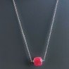 Collana Girocollo Con Catena Rodiato Argento 925 E Giada Rubino Taglio Cubetti Sfaccettato A Mano 1Pz