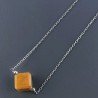 Collana Girocollo Con Catena Rodiato Argento 925 E Occhio Di Tigre Taglio Cubetti Sfaccettato A Mano 1Pz