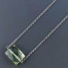 Collana Girocollo Con Catena Rodiato Argento 925 E Ametista Verde Taglio Quadrata Briolette Sfaccettato A Mano 1Pz