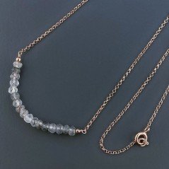 Collana Girocollo Con Catena Oro Rosa Argento 925 E Quarzo Rutillato Tormalinato Taglio Rondelle Sfaccettato A Mano 1Pz