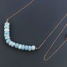 Collana Girocollo Con Catena Oro Rosa Argento 925 E Larimar Grezzo Taglio Rondelle Liscio A Mano 1Pz