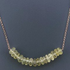 Collana Girocollo Con Catena Oro Rosa Argento 925 E Quarzo Limone Taglio Rondelle Sfaccettato A Mano 1Pz