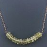 Collana Girocollo Con Catena Oro Rosa Argento 925 E Quarzo Limone Taglio Rondelle Sfaccettato A Mano 1Pz