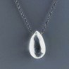 Collana Girocollo Con Catena Brunito Argento 925 E Cristallo Di Rocca Taglio Goccia Briolette Sfaccettato A Mano 1Pz