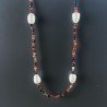 Collana Lunga Pietre Dure Agata Brasiliana (Corniola) Multi Con Perle Di Fiume Irregolare 120cm E Chiusura In Argento 925