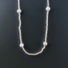 Collana Lunga Pietre Dure Giada Rosa Con Perle Di Fiume Irregolare 120cm E Chiusura In Argento 925