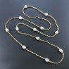 Collana Lunga Pietre Dure Agata Gialla Mix Con Perle Di Fiume Irregolare 120cm E Chiusura In Argento 925