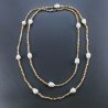Collana Lunga Pietre Dure Agata Gialla Mix Con Perle Di Fiume Irregolare 120cm E Chiusura In Argento 925