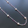 Collana Lunga Pietre Dure Agata Brasiliana Fucsia Con Perle Di Fiume Beige Barocche 110cm E Chiusura In Argento 925