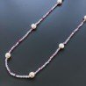 Collana Lunga Pietre Dure Agata Brasiliana Fucsia Con Perle Di Fiume Beige Barocche 110cm E Chiusura In Argento 925