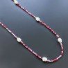 Collana Lunga Pietre Dure Agata Brasiliana Fucsia Con Perle Di Fiume Irregolare 120cm E Chiusura In Argento 925