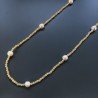 Collana Lunga Pietre Dure Giada Gialla Con Perle Di Fiume Beige Barocche 120cm E Chiusura In Argento 925