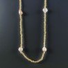 Collana Lunga Pietre Dure Giada Gialla Con Perle Di Fiume Beige Barocche 130cm E Chiusura In Argento 925
